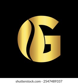 Logotipo inicial del café combinado con la letra G Plantilla del Vector