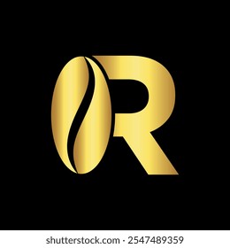 Initial Coffee Logo combine with letter R vector template
