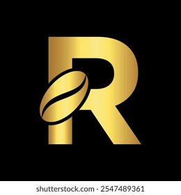 Initial Coffee Logo combine with letter R vector template