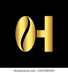 Initial Coffee Logo combine with letter H vector template