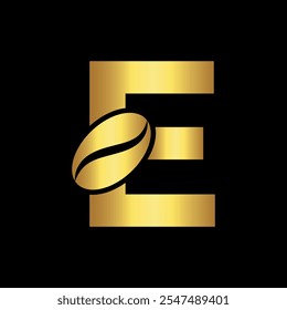 Initial Coffee Logo combine with letter E vector template