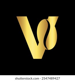 Initial Coffee Logo combine with letter V vector template