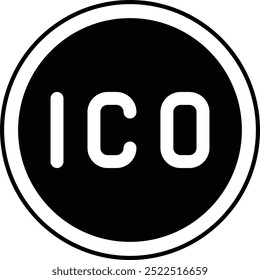 Icono o ilustración de oferta inicial de monedas (ICO) para recaudación de fondos de criptomonedas