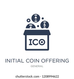 initial coin offering icon. Trendy flat vector initial coin offering icon on white background from General collection, vector illustration can be use for web and mobile, eps10