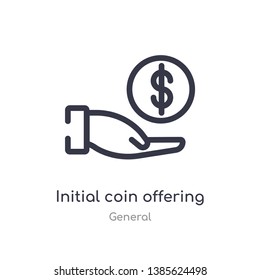 initial coin offering outline icon. isolated line vector illustration from general collection. editable thin stroke initial coin offering icon on white background