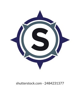 Initial compass Logo combine with letter S vector template