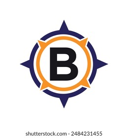 Initial compass Logo combine with letter B vector template
