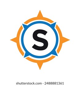 Initial Compass Logo kombiniert mit Buchstabe S Vektorgrafik Vorlage