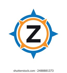 Initial Compass Logo kombiniert mit Buchstabe Z Vektorgrafik Vorlage