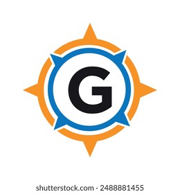 Initial compass  Logo combine with letter G vector template