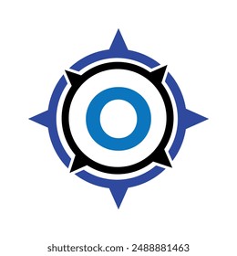 Initial Compass Logo kombiniert mit Buchstabe O Vektorgrafik Vorlage