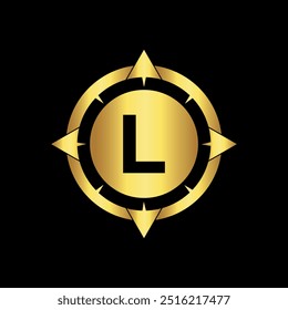 Initial Compass Logo combine with letter L vector template