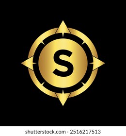Logo de brújula inicial combinado con la letra S Vector Plantilla