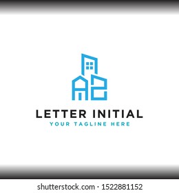 Initial concept of the AZ logo with a building template vector for construction.