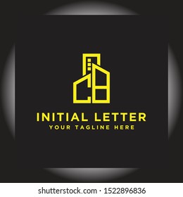 Initial concept of CB logo with building template vector for construction.