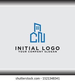 Initial concept of the CN logo with a building template vector for construction.