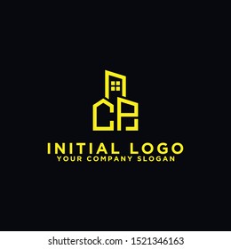 Initial concept of CP logo with building template vector for construction.
