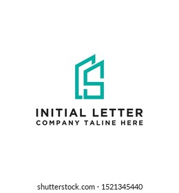 Initial concept of CS logo with building template vector for construction.