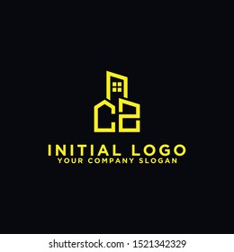 Initial concept of the CZ logo with a building template vector for construction.