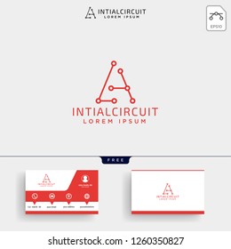 initial A connecting logo template vector illustration and business card design