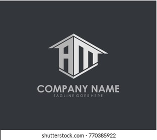 AM initial construction.real estate.home letter logo design