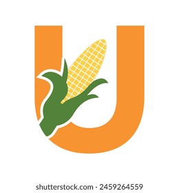 Initial Corncob Logo combine with letter U vector template