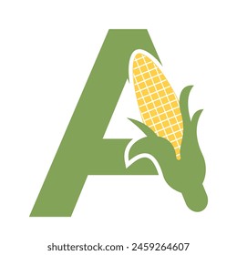 Initial Corncob Logo combine with letter A vector template