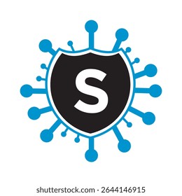 Initial COVID Logo Combine With Letter S Vector Template
