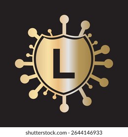Initial COVID Logo Combine With Letter L Vector Template