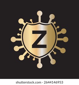 Initial COVID Logo Combine With Letter Z Vector Template