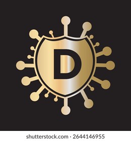 Initial COVID Logo Combine With Letter D Vector Template