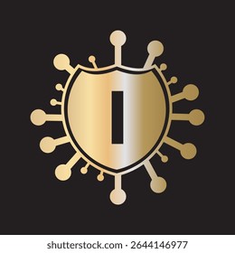 Initial COVID Logo Combine With Letter I Vector Template