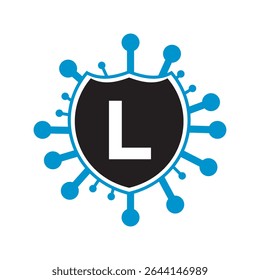 Initial COVID Logo Combine With Letter L Vector Template