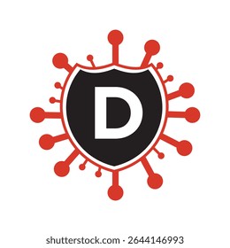 Initial COVID Logo Combine With Letter D Vector Template