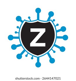 Initial COVID Logo Combine With Letter Z Vector Template