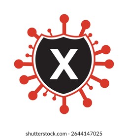 Initial COVID Logo Combine With Letter X Vector Template