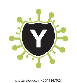 Initial COVID Logo Combine With Letter Y Vector Template