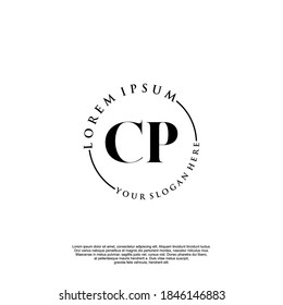 Monograma inicial de belleza CP y diseño elegante de logotipo, logotipo de escritura a mano de firma inicial, boda, moda, floral y botánica con plantilla creativa.