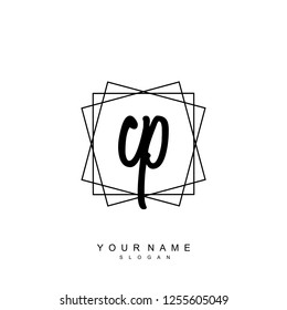 Initial CP handwriting logo vector