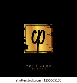 Initial CP handwriting logo vector