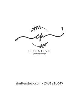 Tipografía inicial de marca botánica con logotipo CP