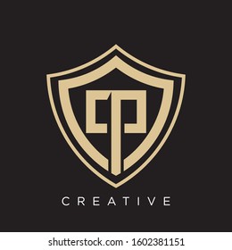 initial cp shield logo luxury design icon vector
