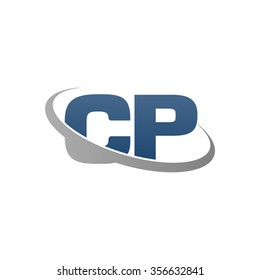 initial CP swoosh ring company logo blue gray