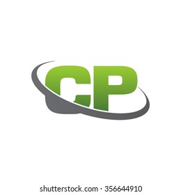 initial CP swoosh ring company logo green gray