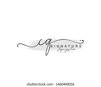 Initial CQ beauty monogram and elegant logo design, handwriting logo of initial signature, wedding, fashion, floral and botanical with creative template.