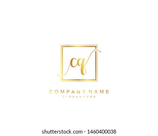 Initial CQ beauty monogram and elegant logo design, handwriting logo of initial signature, wedding, fashion, floral and botanical with creative template.