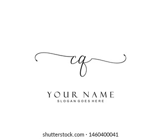 Initial CQ beauty monogram and elegant logo design, handwriting logo of initial signature, wedding, fashion, floral and botanical with creative template.