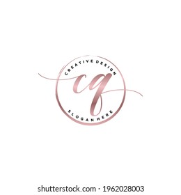 Initial CQ beauty monogram and elegant logo design, handwriting logo of initial signature, wedding, fashion, floral and botanical with creative template.