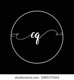 Initial CQ letter handwriting monogram simple luxury