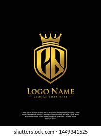 initial CQ letter with shield style logo template vector